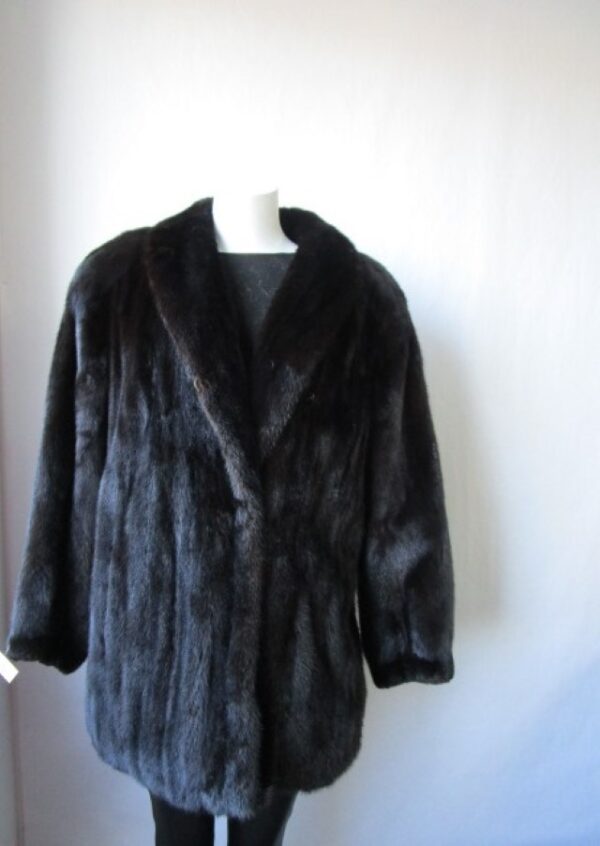 Mink Fur Coat Jacket SUPERB Sz 12 L Natural Dark Ranch - Image 2