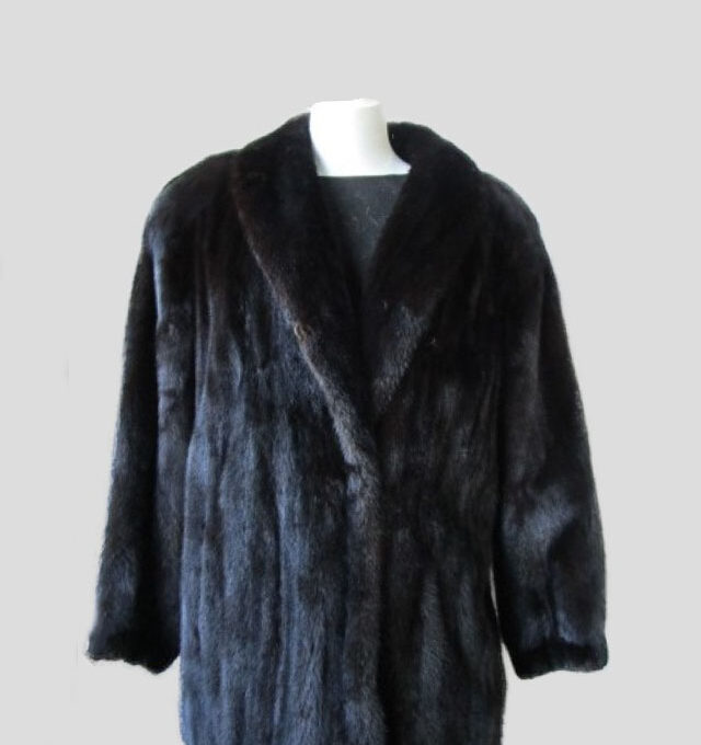 Mink Fur Coat Jacket SUPERB Sz 12 L Natural Dark Ranch