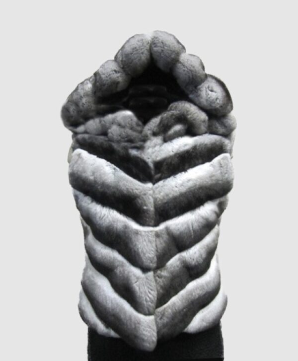 Chinchilla Fur Vest with Fixed Hood