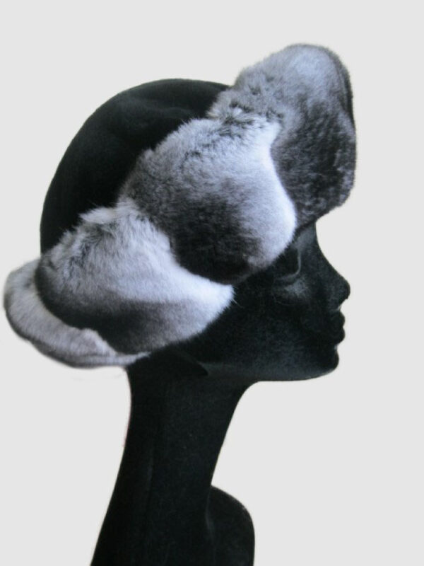 Sheared Mink Fur Hat with Chinchilla Fur