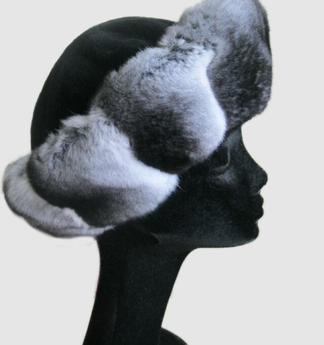 Sheared Mink Fur Hat with Chinchilla Fur