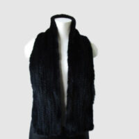 Knitted Mink Fur Tube Infinity Wrap Scarf Neck Warmer Black / Dark Ranch
