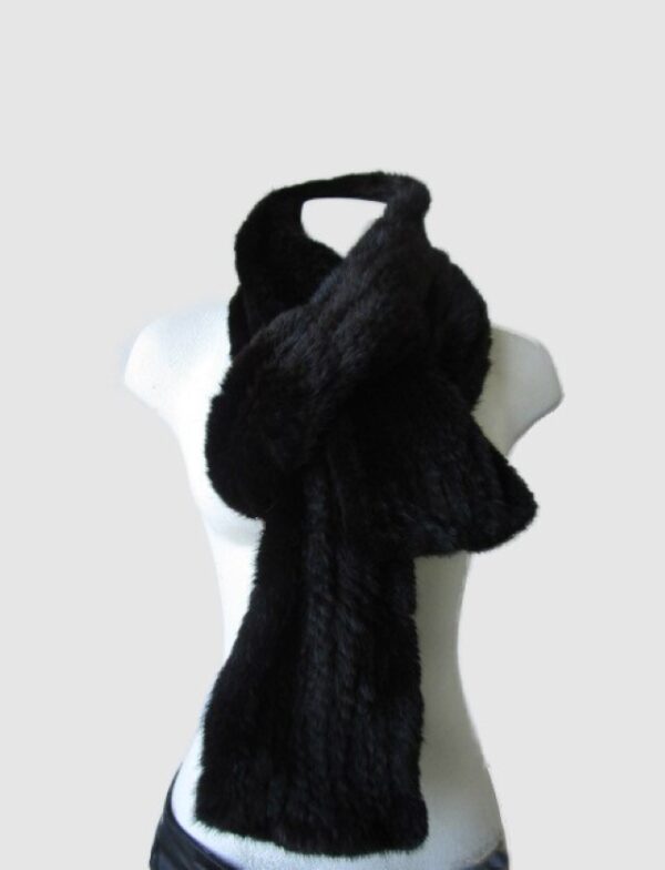 Knitted Mink Fur Scarf Knitted Black