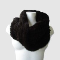 Knitted Mink Fur Tube Infinity Wrap Scarf Neck Warmer Black / Dark Ranch
