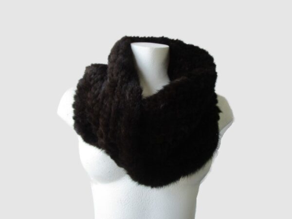 Knitted Mink Fur Tube Infinity Wrap Scarf Neck Warmer Black / Dark Ranch