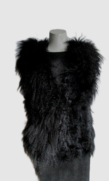 Mongolian Lamb Fur Vest Black