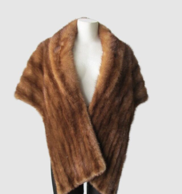 Mink Fur Stole Wrap Cape Wedding 65" x 18" MINT