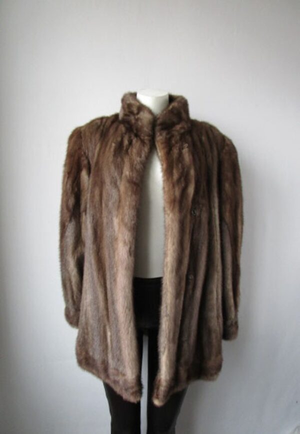 Mink Fur Coat Jacket Sz 10 MINT+ Natural Blue Iris - Image 2