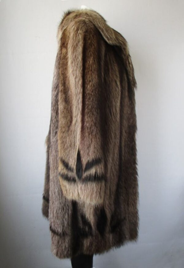 Raccoon Fur Coat Jacket Women with Design MINT Sz 8 - Image 3