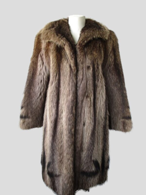 Raccoon Fur Coat Jacket Women with Design MINT Sz 8
