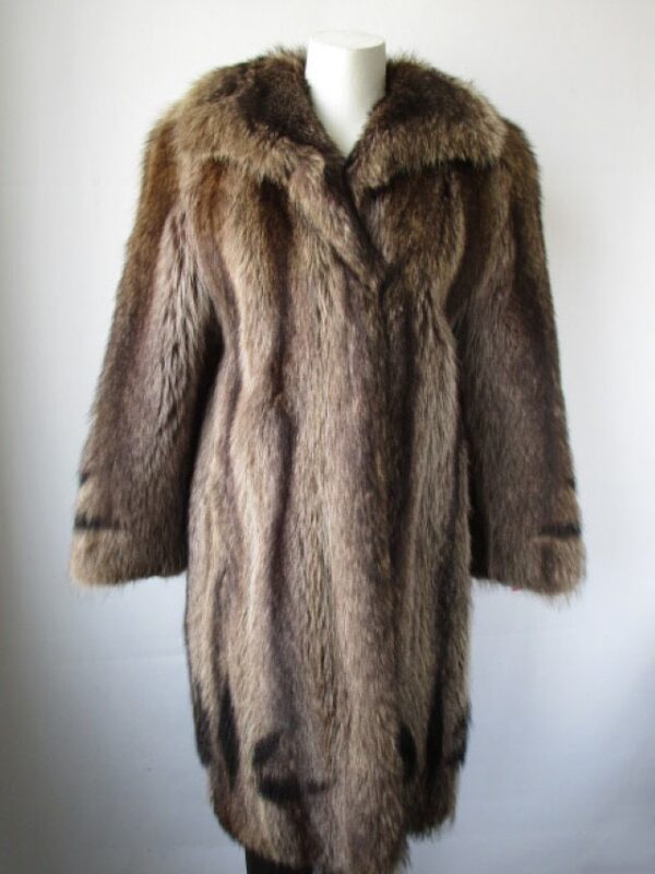 Raccoon Fur Coat Jacket Women with Design MINT Sz 8 - Image 2