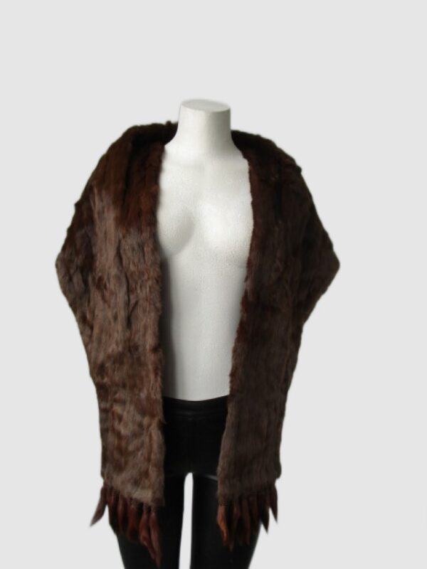 Squirrel Fur Stole Wrap Cape with Tails Wedding Sz Large MINT