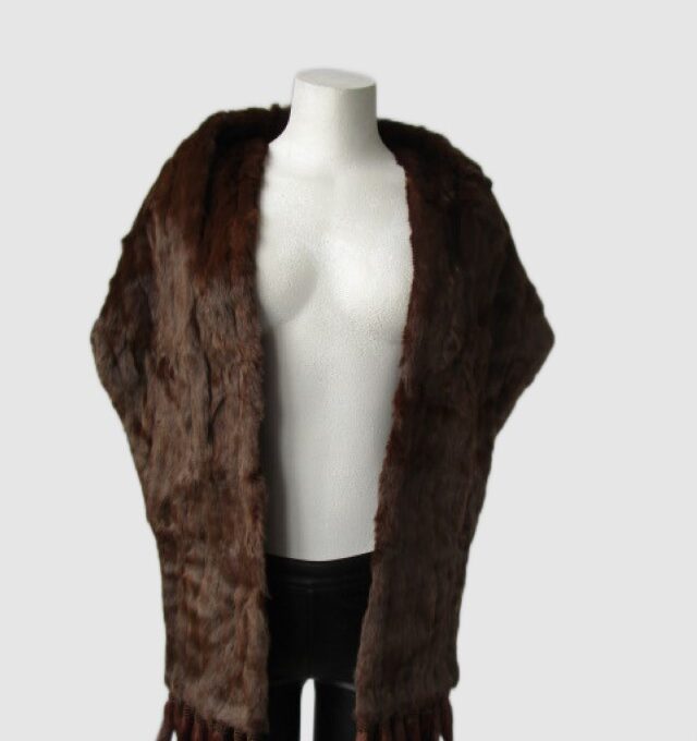Squirrel Fur Stole Wrap Cape with Tails Wedding Sz Large MINT
