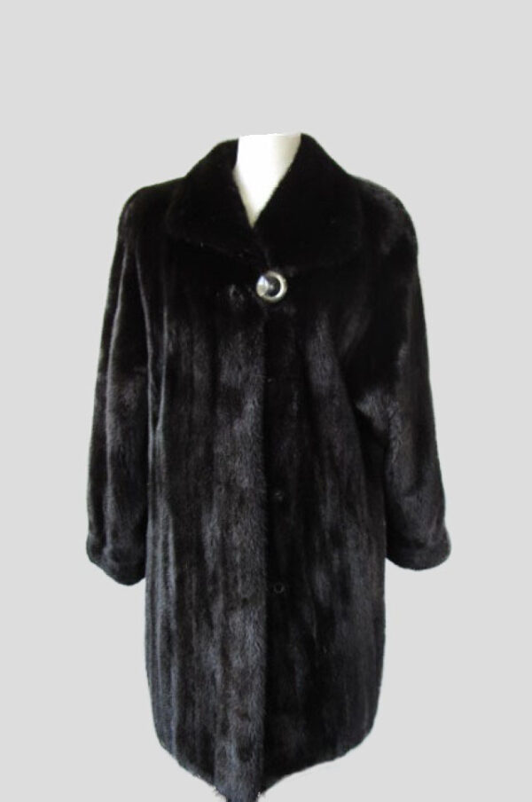 Mink Fur Coat Jacket SUPERB Sz 8 Natural Black