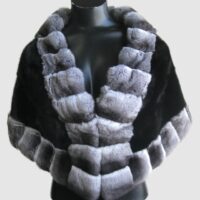 Chinchilla Fur Black Mink Cape Shawl Stole Wrap WEDDING