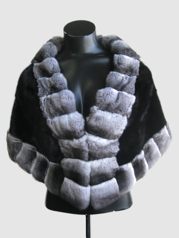 Chinchilla Fur Black Mink Cape Shawl Stole Wrap WEDDING