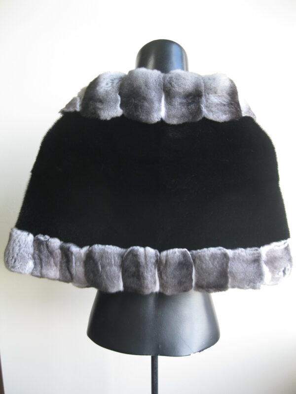 Chinchilla Fur Black Mink Cape Shawl Stole Wrap WEDDING - Image 7