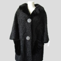 Persian Lamb Sheared Beaver Fur Coat Jacket MINT Women's Sz 12/14 Black