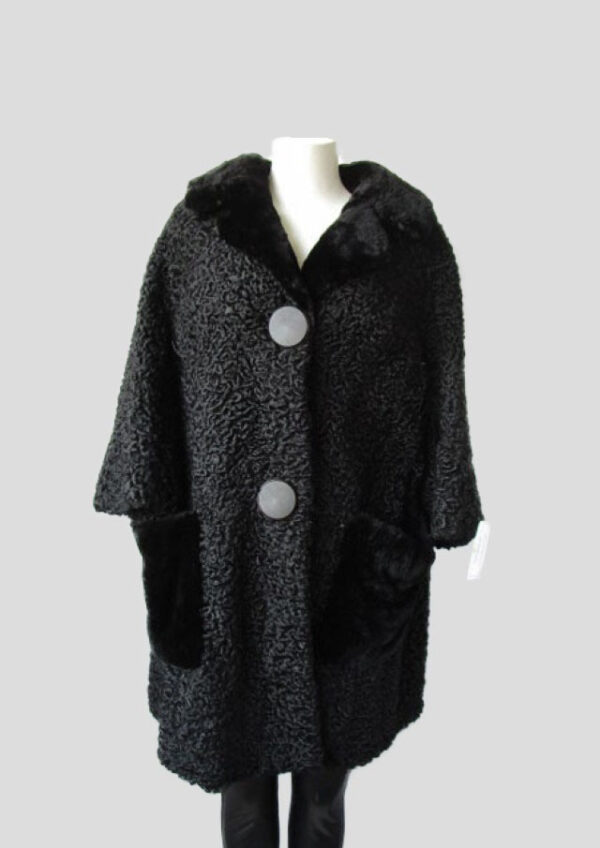 Persian Lamb Sheared Beaver Fur Coat Jacket MINT Women's Sz 12/14 Black