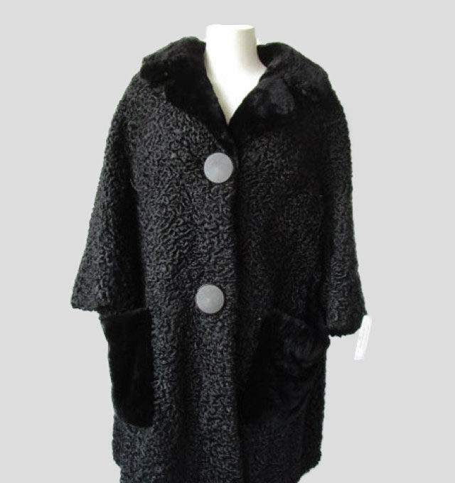 Persian Lamb Sheared Beaver Fur Coat Jacket MINT Women's Sz 12/14 Black