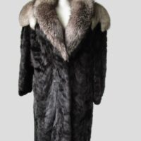 Mink Fur Coat Jacket Silver Fox Fur MINT+ Sz 12 Natural Black