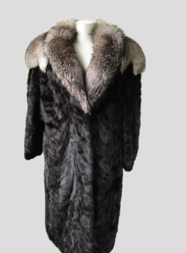 Mink Fur Coat Jacket Silver Fox Fur MINT+ Sz 12 Natural Black