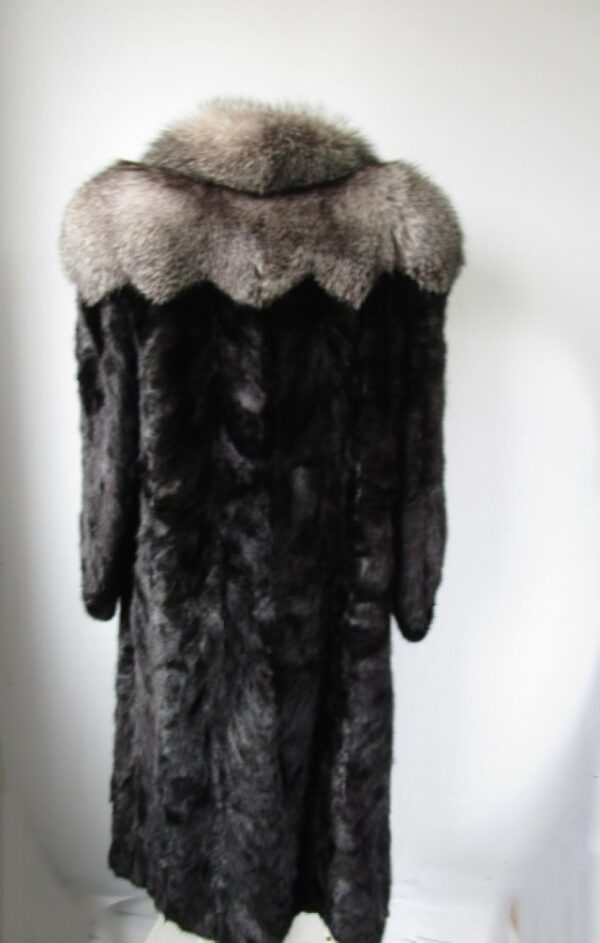 Mink Fur Coat Jacket Silver Fox Fur MINT+ Sz 12 Natural Black - Image 4