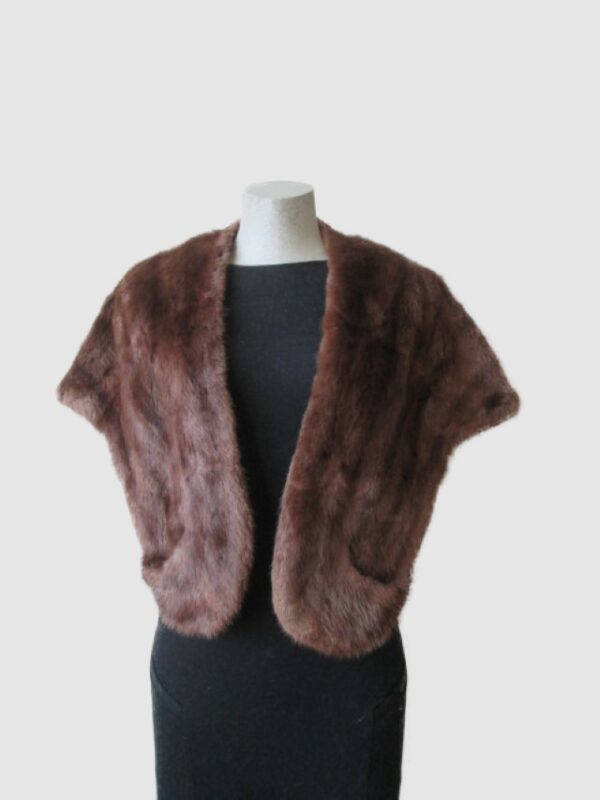 Muskrat Fur Stole Wrap Cape VG++