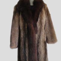 Raccoon Fur Coat Jacket Brown Fox Fur Collar MINT+ Sz 8