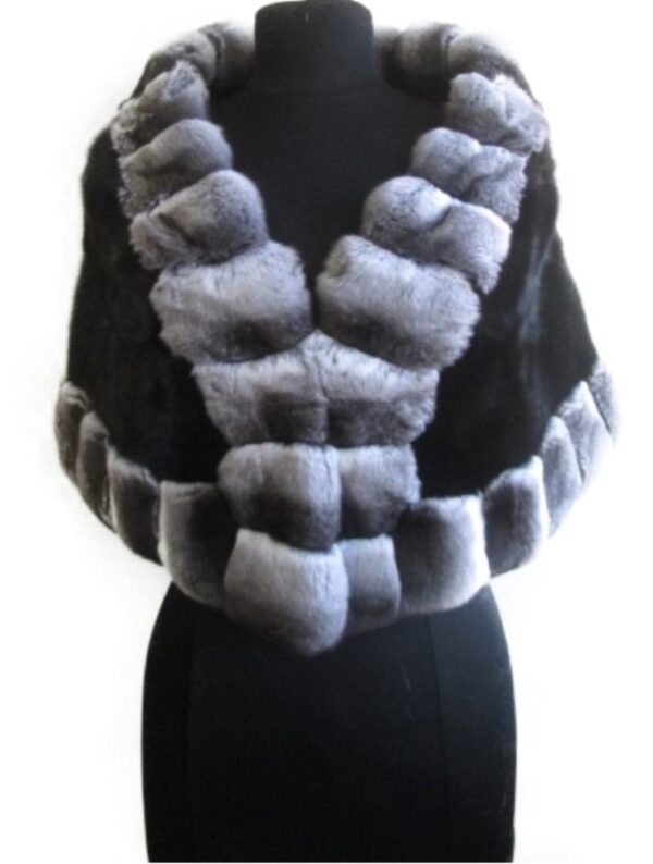Chinchilla Fur Black Mink Cape Shawl Stole Wrap WEDDING - Image 5