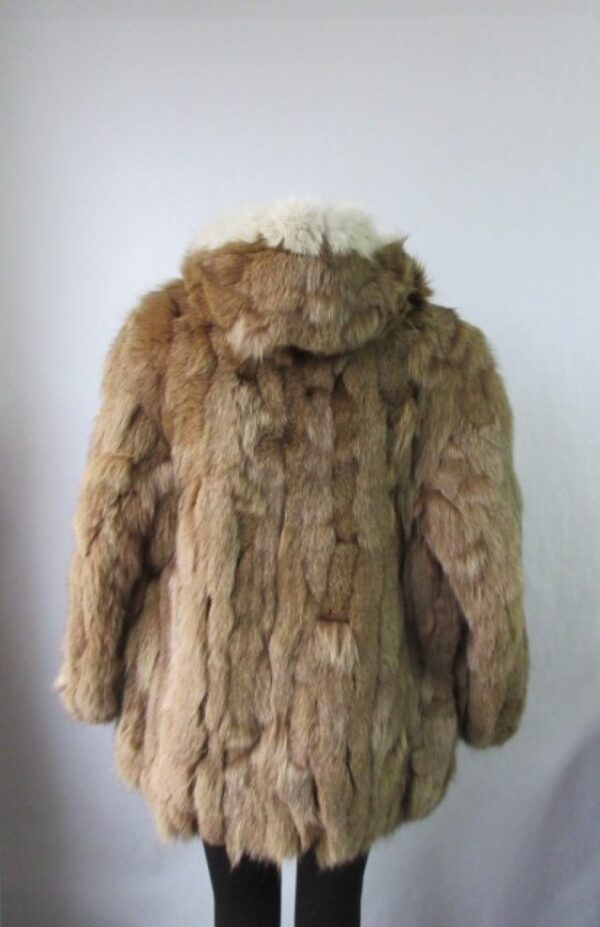 Fox Fur Coat Jacket with Hood Sz 8 Brown MINT - Image 2