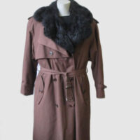Raincoat with Opossum Fur Collar & Lining MINT Sz 8