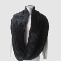Knitted Mink Fur Tube Infinity Wrap Scarf Neck Warmer Black / Dark Brown