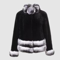 Black Mink and Chinchilla Fur Jacket Coat