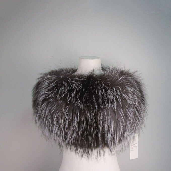 Knitted Silver Fox Fur Tube Infinity Wrap Cape Scarf Collar