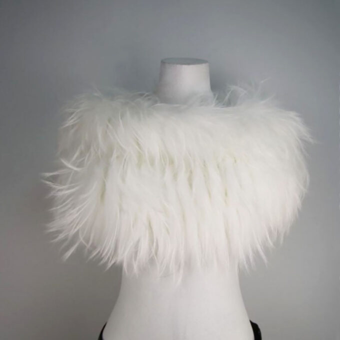 Knitted White Fox Fur Infinity Wrap Cape