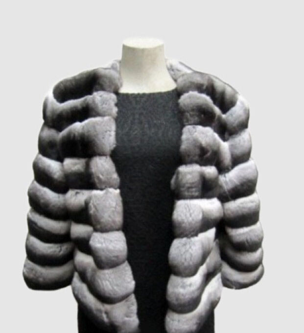 Chinchilla Fur Jacket Coat Sz 8
