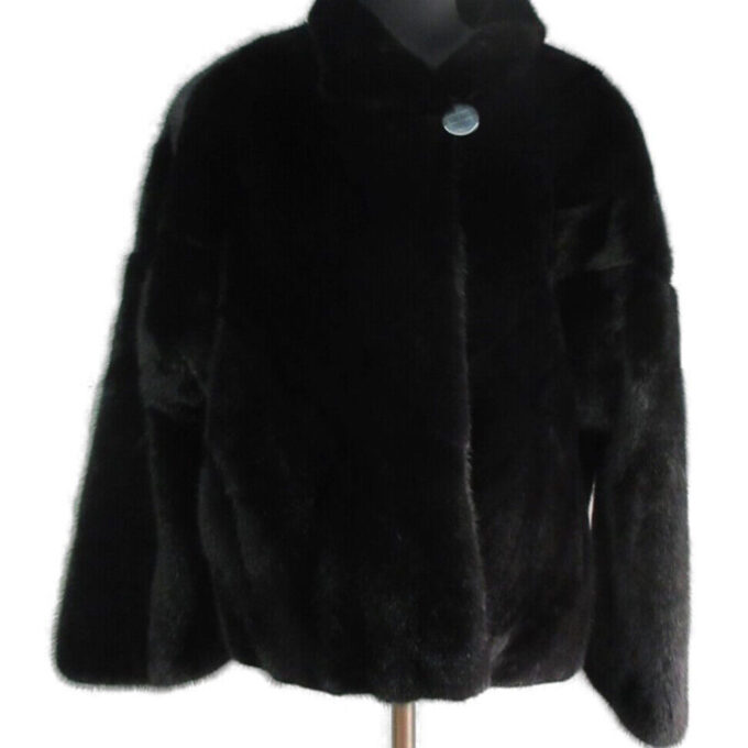 Mink Fur Coat Jacket Natural Black
