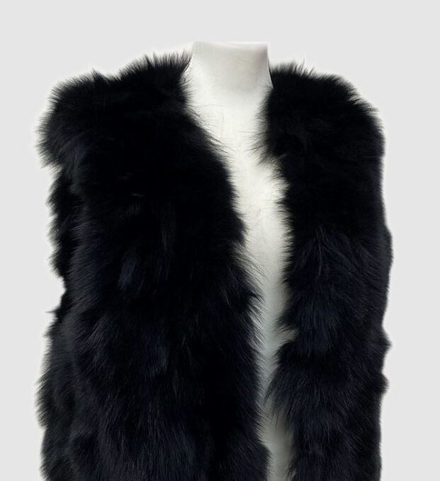 Black Fox Fur Vest Petites