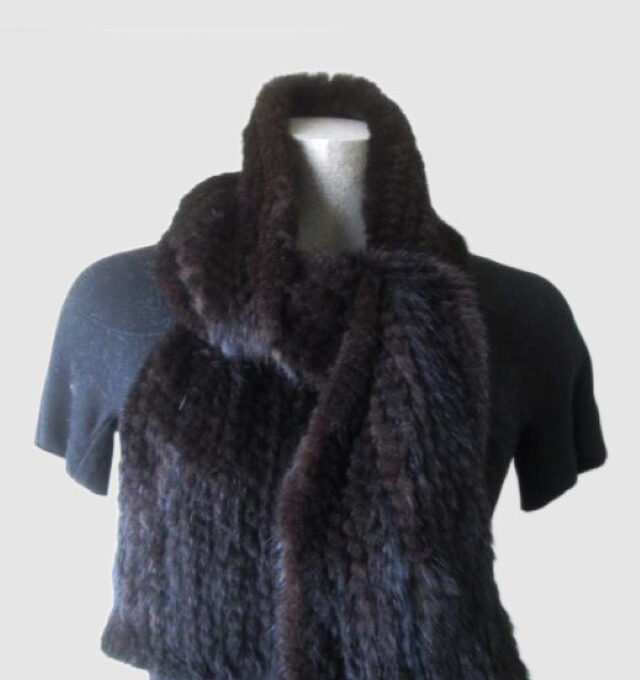 Knitted Mink Fur Scarf Dark Ranch