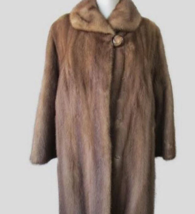 Mink Fur Coat Jacket New Lining MINT Sz 14 Natural Pastel