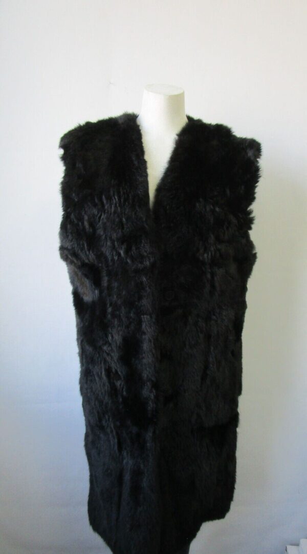 Women's Sz 14 L Black Opossum Fur Lining Vest SUPERB Woman