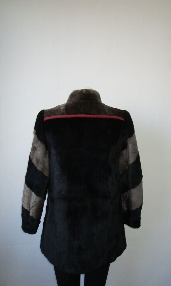 Women's Sz 6 Black Gray Grey Sheared Muskrat Fur Jacket Coat SUPERB Woman - Image 4