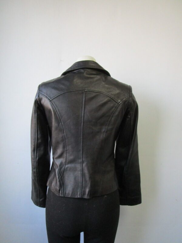 Women's Sz XS Black Genuine Leather Jacket MINT+ Woman - Image 4