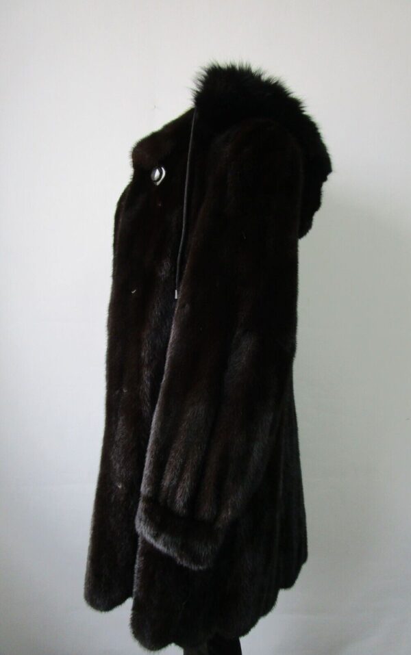 Women's Sz 8 Excellent Mink Fur Coat Jacket Stroller Hood Fox Fur - Image 4