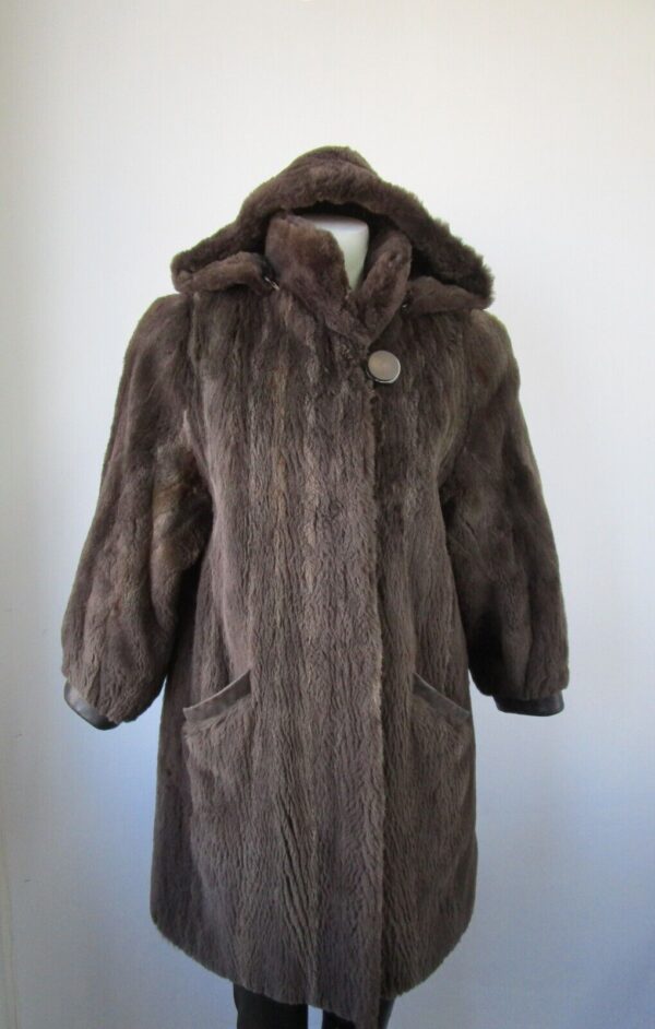 Women's SUPERB Sheared Raccoon Fur Coat Jacket Hood Woman Sz 6