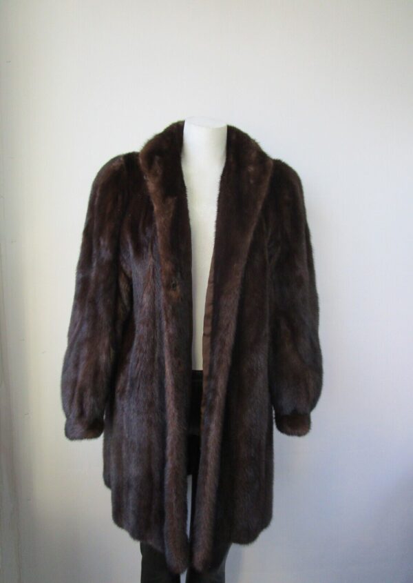 Women's Sz 8 Dark Ranch Mink Fur Coat Stroller Jacket MINT Woman