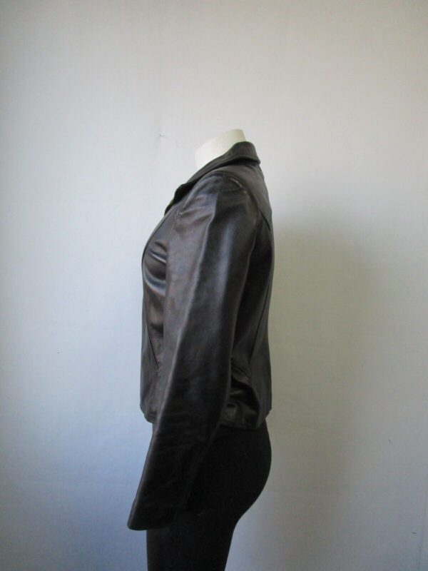 Women's Sz XS Black Genuine Leather Jacket MINT+ Woman - Image 3