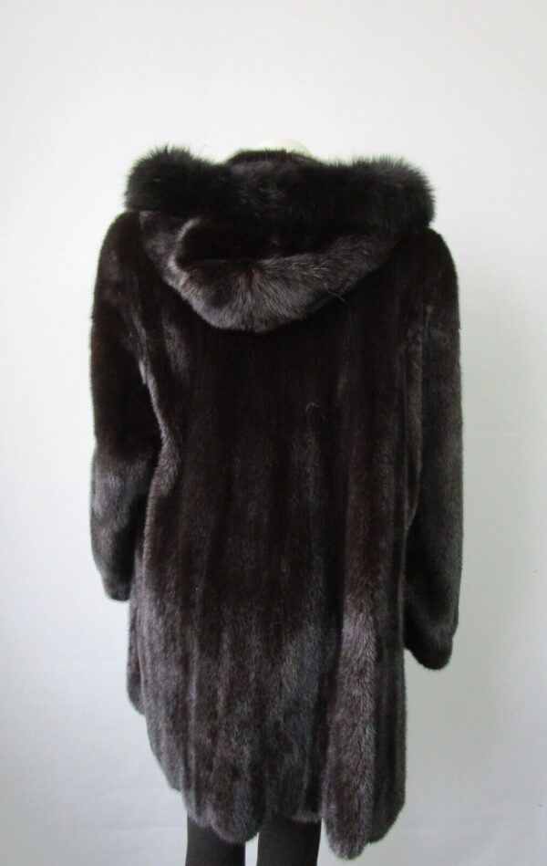 Women's Sz 8 Excellent Mink Fur Coat Jacket Stroller Hood Fox Fur - Image 6