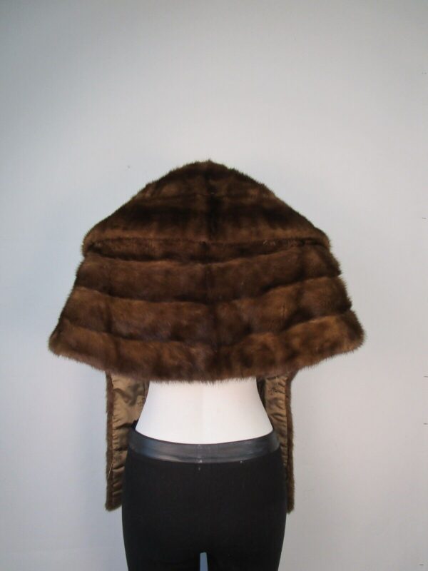 Women's Dark Pastel Mink Fur Stole Wrap Cape MINT Wedding - Image 3